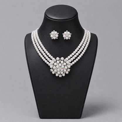 Luxury Bridal Jewelry Set with Pearl and Rhinestone for Weddings and Parties