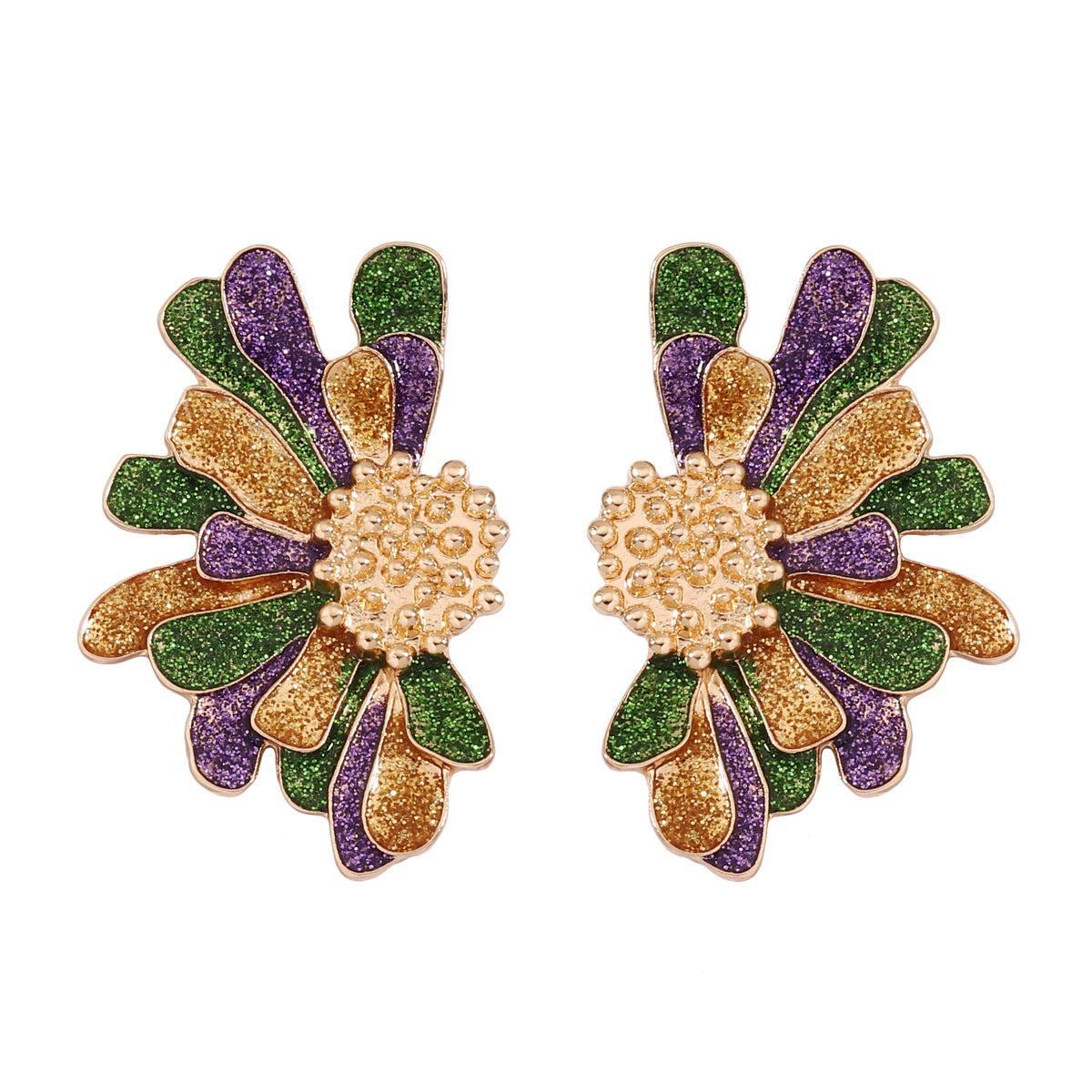 Alloy Floral Earrings Festive Color Statement