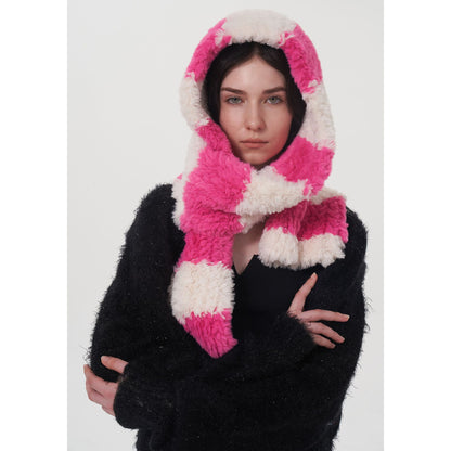 Soft Striped Two-Tone Plush Scarf for Women - Thick and Cozy