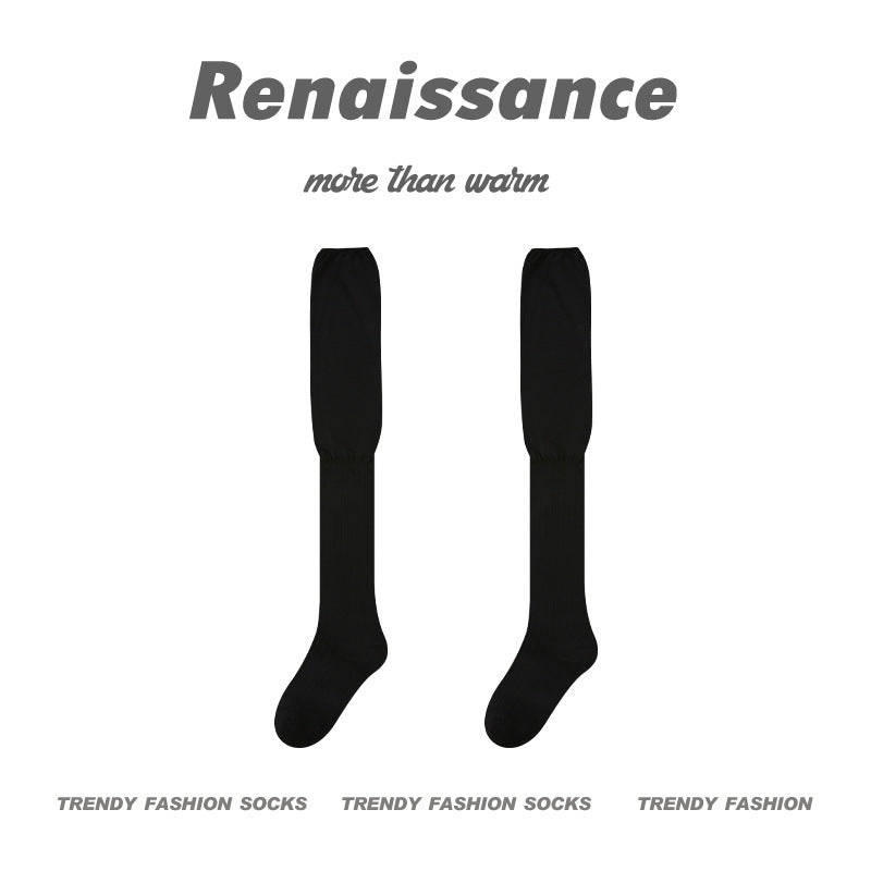 Over The Knee Socks Solid Combed Cotton Casual