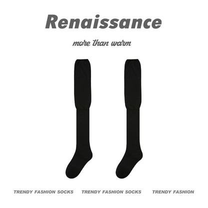Over The Knee Socks Solid Combed Cotton Casual