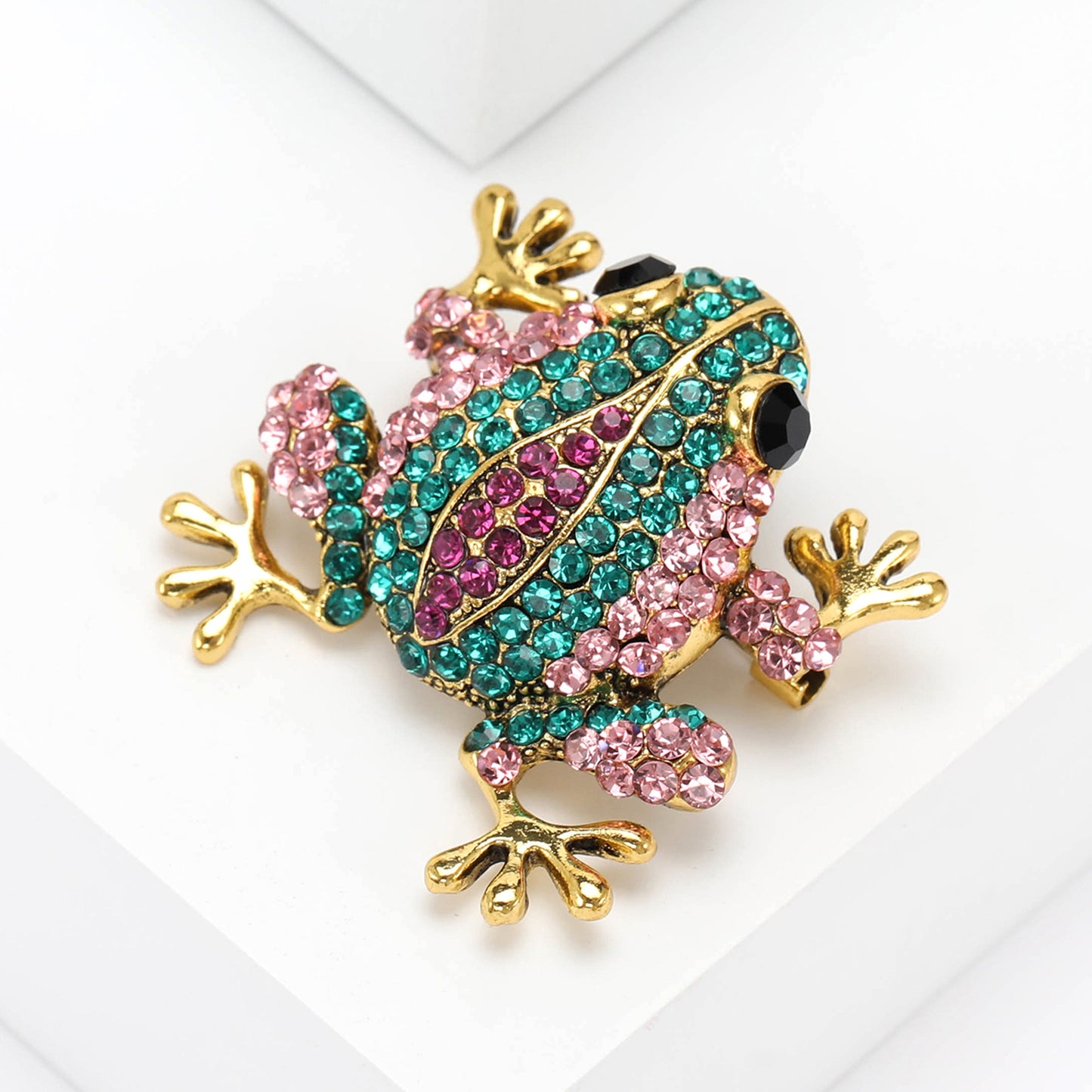Cute Animal Frog Brooch Fashion Decorative Pin with Rhinestones
