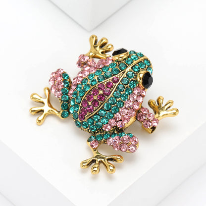 Cute Animal Frog Brooch Fashion Decorative Pin with Rhinestones
