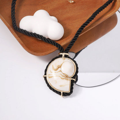Resin Shell Pendant Ink Wash Adjustable Rope Choker