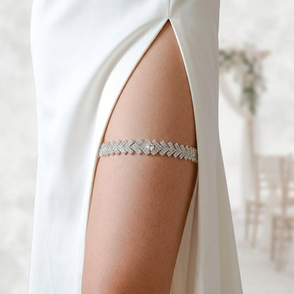 Bridal Lace Garter Belt with Rhinestones and Pearls for Elegant Weddings