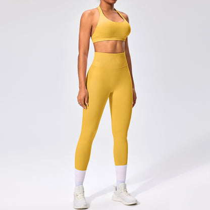 Women's Outdoor Yoga Set with Open Back Sports Bra and Pants