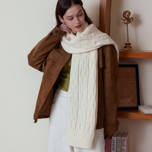 Classic Cable Knit Solid Color Unisex Scarf Soft Warm Neck Gaiter