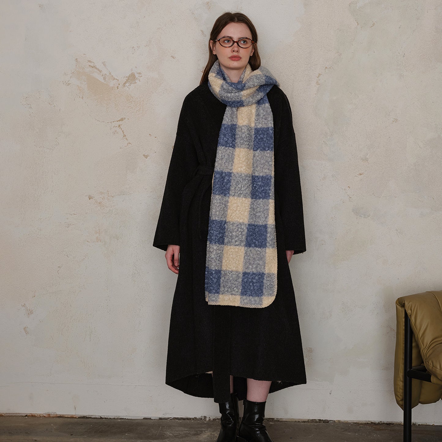Lazy Scottish Checkered Wool Scarf for Women - Stylish Versatile Wrap