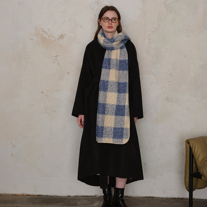 Lazy Scottish Checkered Wool Scarf for Women - Stylish Versatile Wrap