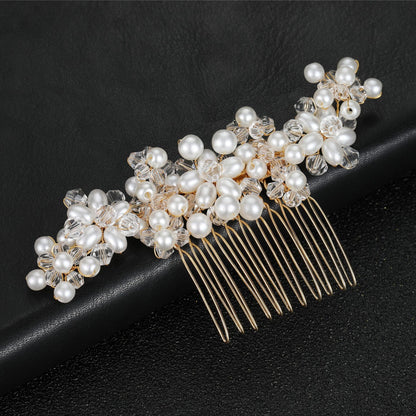 Handcrafted Pearl Crystal Wedding Hair Comb Bridal Hairpiece