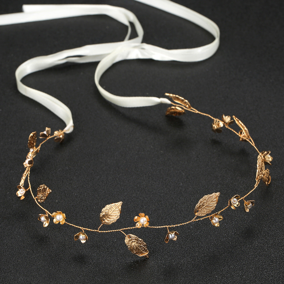Gold Leaf Flower Handmade Alloy Bridal Hairband