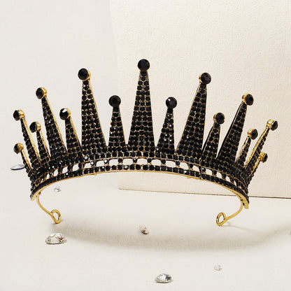 Dark Fantasy Alloy Crown with Rhinestones for Halloween Parties