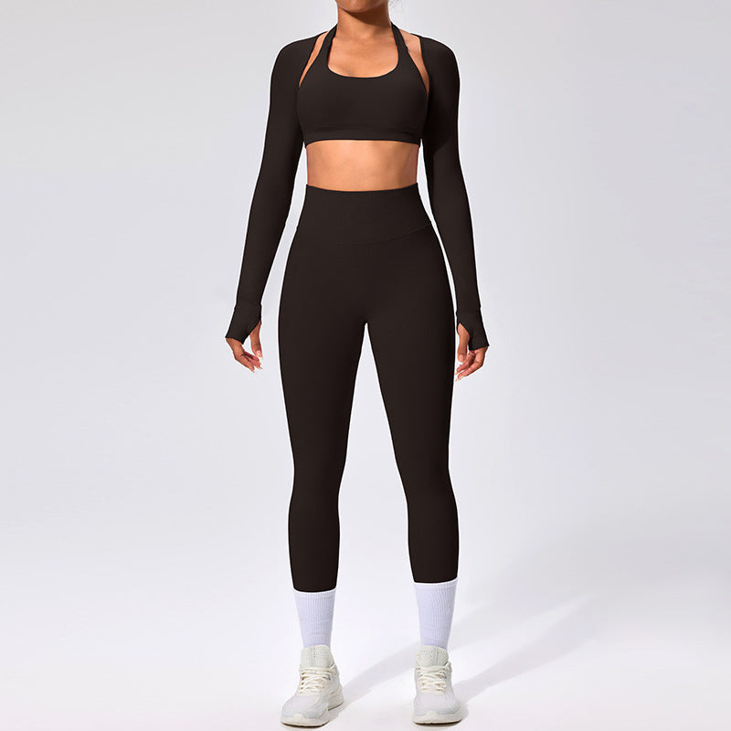 Women's Outdoor Yoga Set with Open Back Sports Bra and Pants