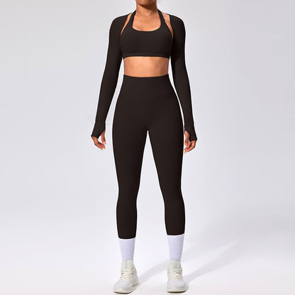 Women's Outdoor Yoga Set with Open Back Sports Bra and Pants