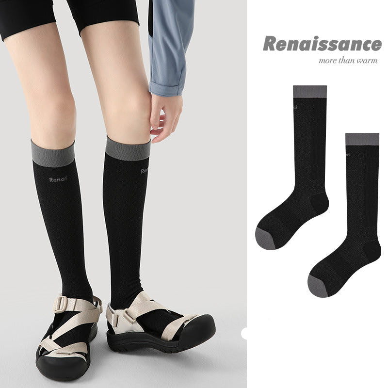 Calf Socks Colorblock Moisture Wicking Athletic
