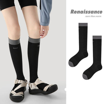 Calf Socks Colorblock Moisture Wicking Athletic