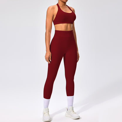 Women's Outdoor Yoga Set with Open Back Sports Bra and Pants