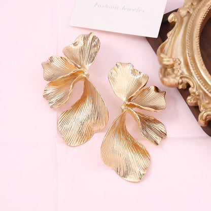 Petal Stud Earrings Layered Vintage Textured Minimalist