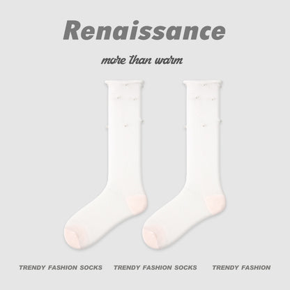 Seamless Pearl Colorblock Nylon Moisture Wicking Socks