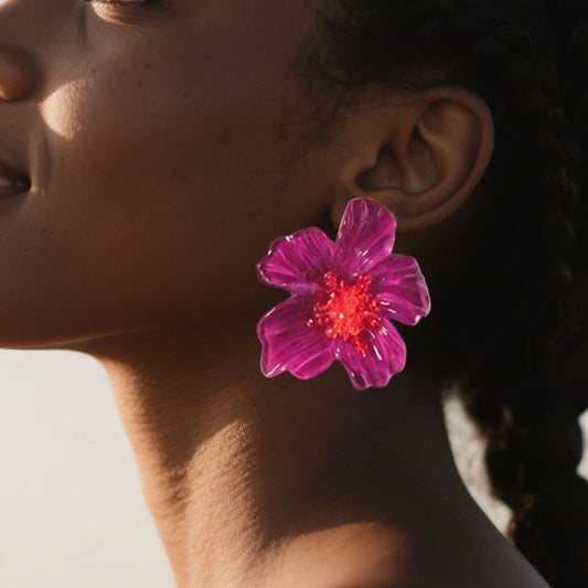 Acrylic Floral Stud Earrings Hypoallergenic Fashion