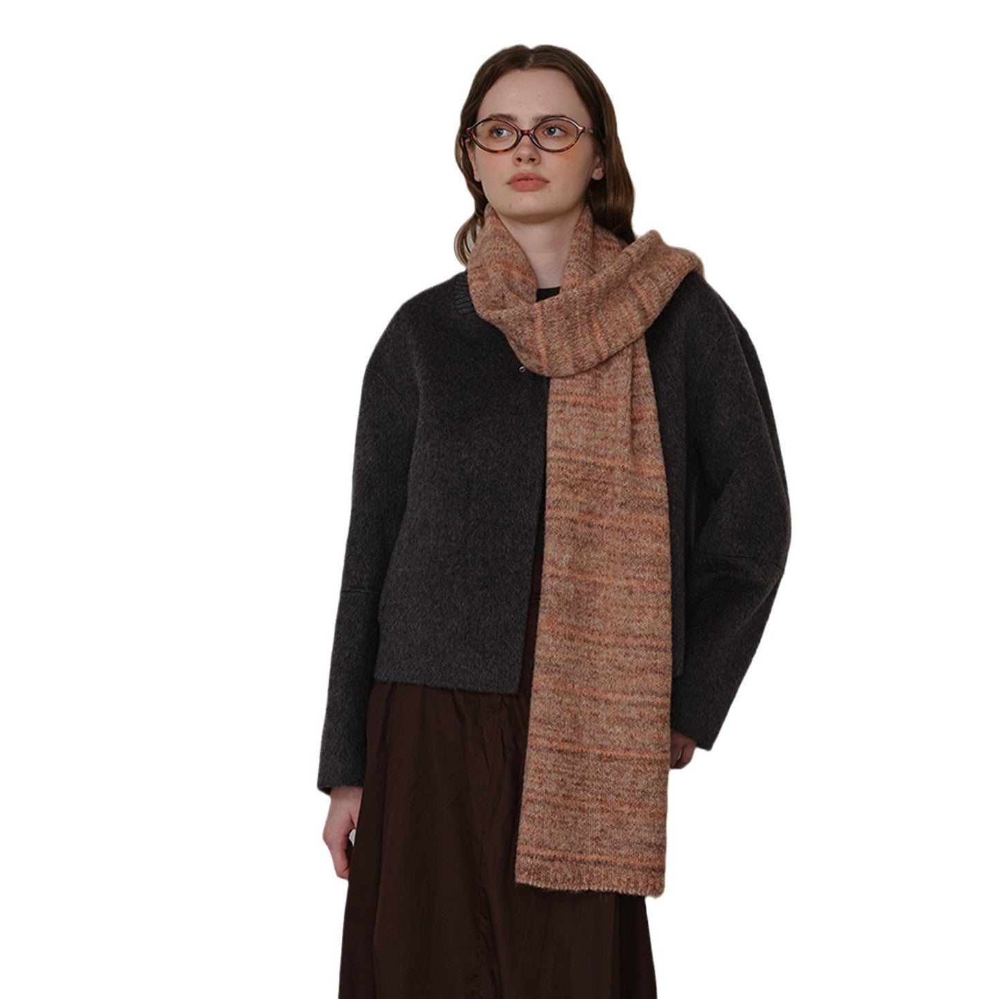 Chic Vintage-Style Wool Blend Scarf for Women