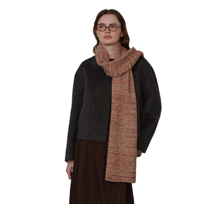 Chic Vintage-Style Wool Blend Scarf for Women