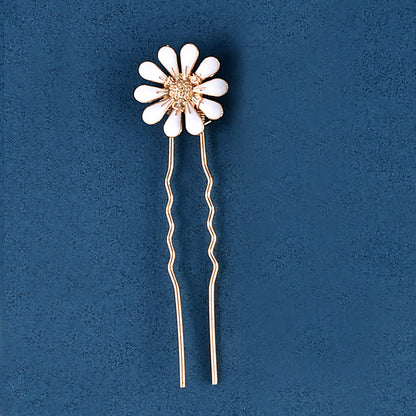 Handmade Pearl Daisy Hairpins U Shaped Hair Fork Bridal Hairpiece
