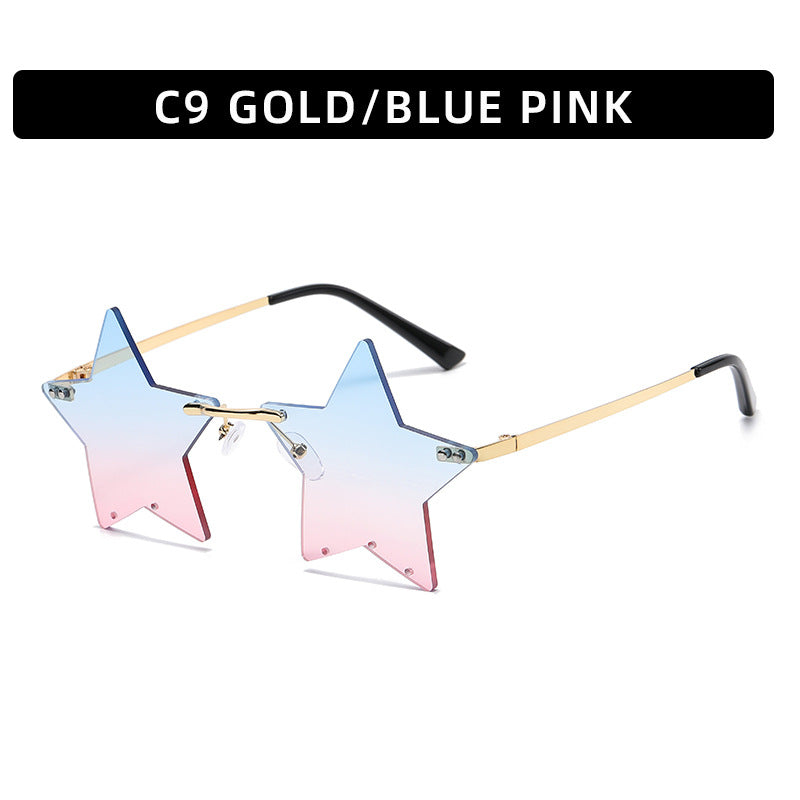Trendy Star Shaped Sunglasses Pink Gradient UV400 Protection