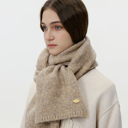 Fashionable Wool Blend Solid Color Knitted Scarf for Men and Women