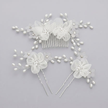 Exquisite Pearl and Crystal Flower Headpiece for Bridal Photoshoots