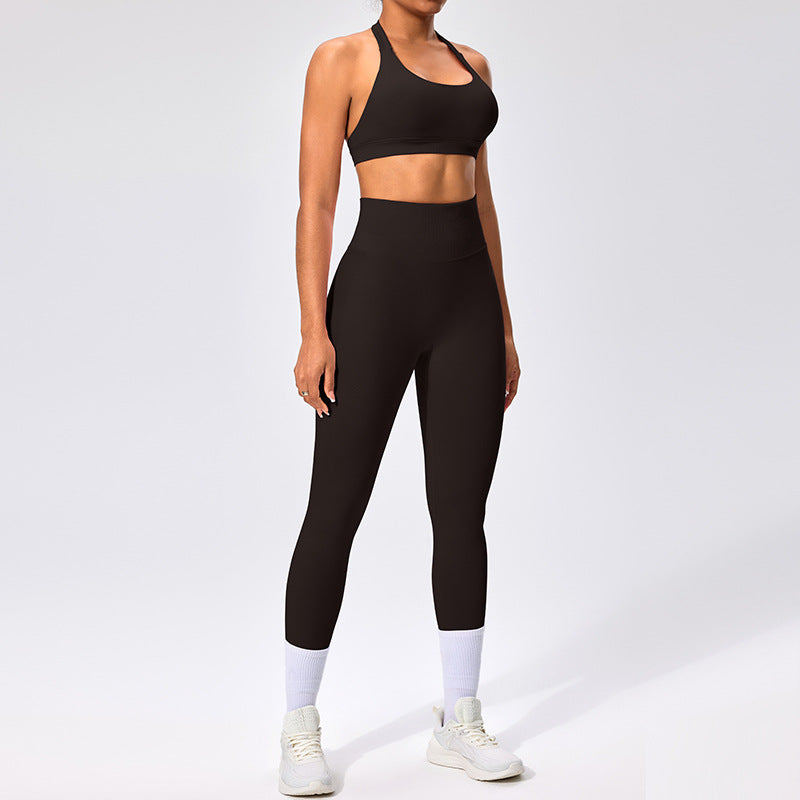 Women's Outdoor Yoga Set with Open Back Sports Bra and Pants