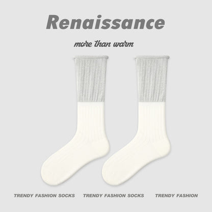 Renaissance Miu Style Polka Dot Cotton Mid Calf Socks