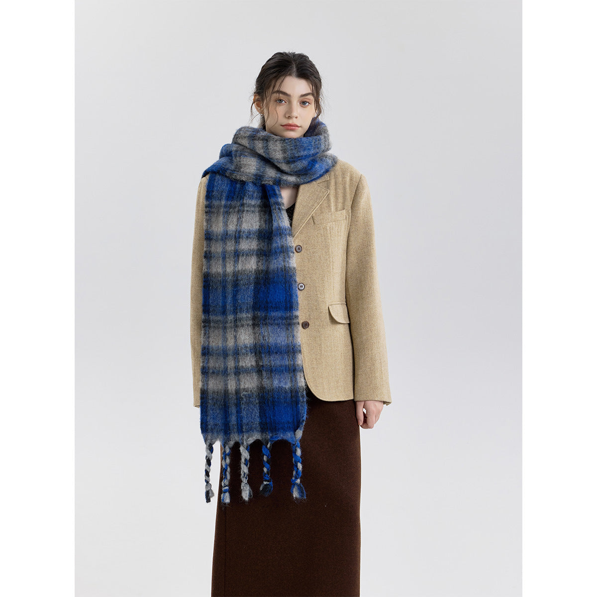 Premium Mixed Color Plaid Scarf Cozy Soft Shawl for Men and Women