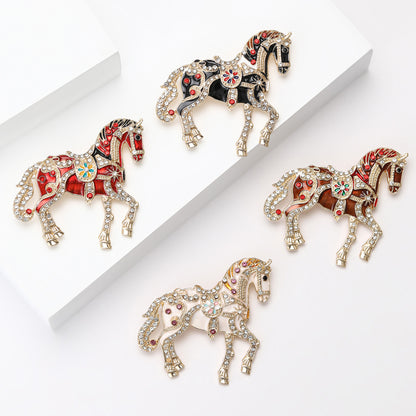 Luxury Enamel Animal Brooch with Rhinestones for Men and Women