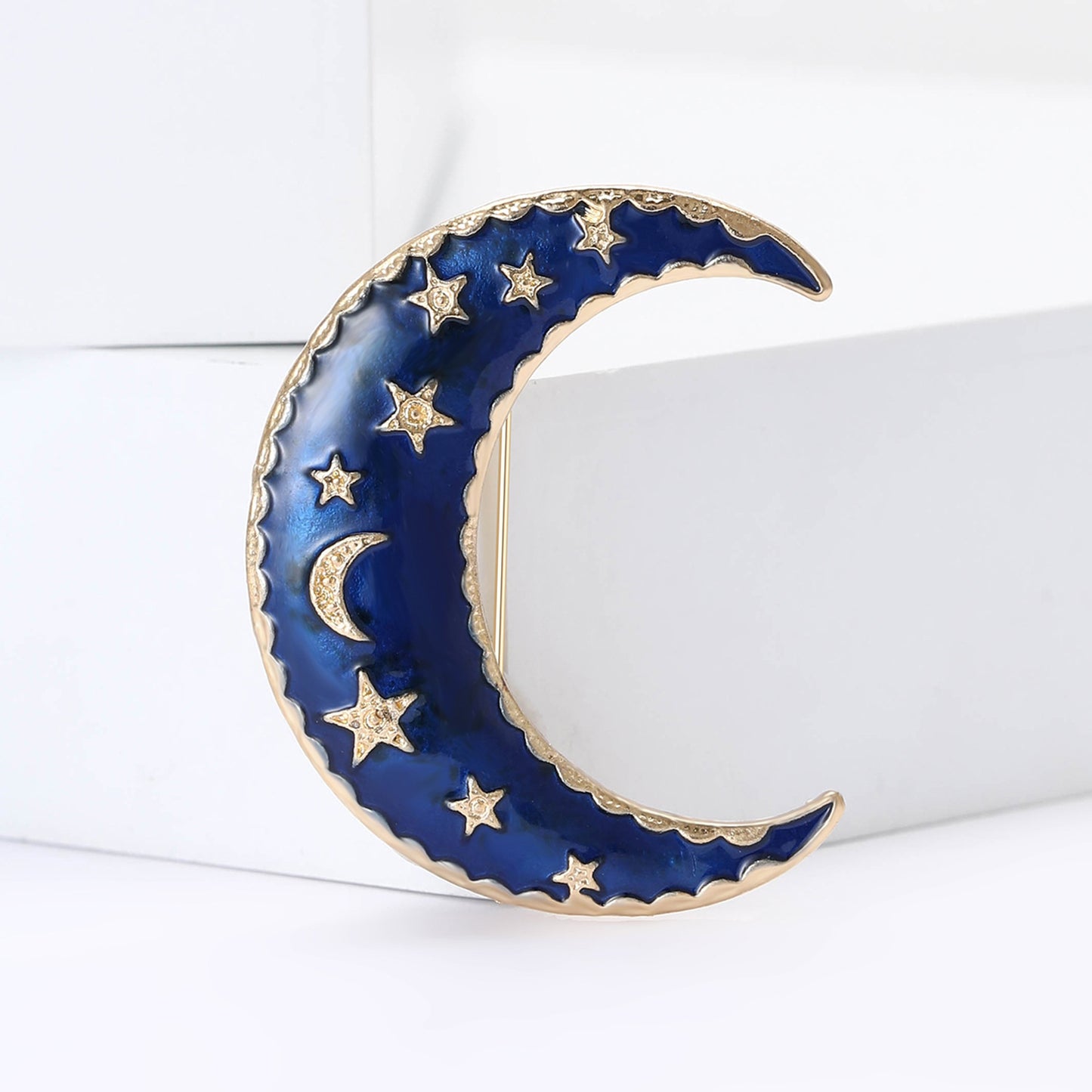 Elegant Enamel Moon Star Brooch Alloy Accessories