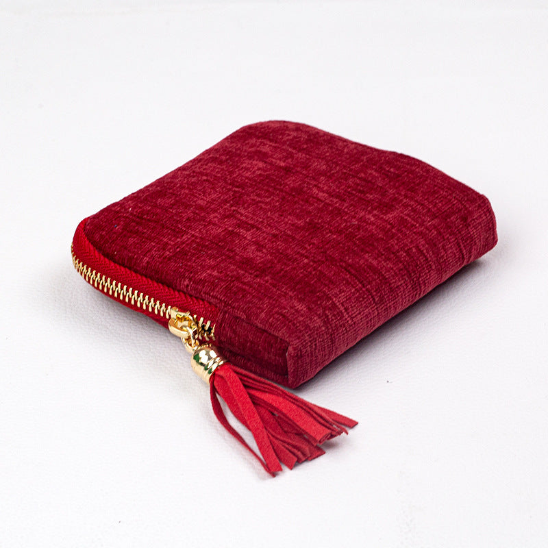 Jewelry Organizer Tassel Zip Double Layer Pouch