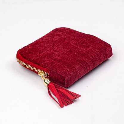 Jewelry Organizer Tassel Zip Double Layer Pouch