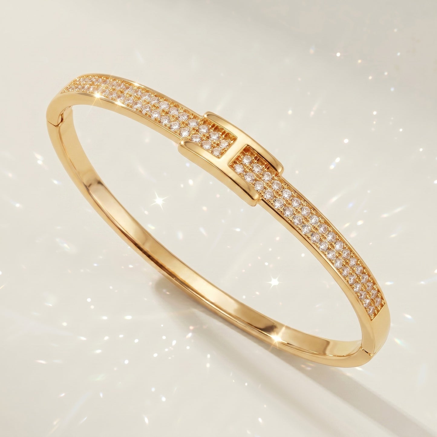 High-End Zirconia Stone Bangle with Nail Design for Weddings and Parties