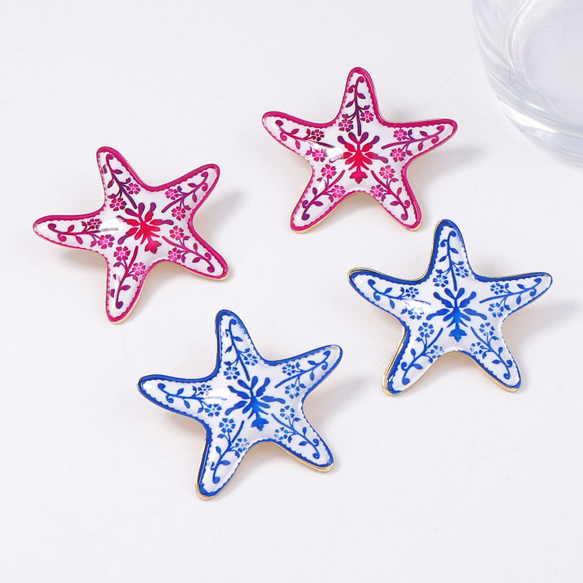 Enamel Star Stud Earrings Stainless Steel Elegant