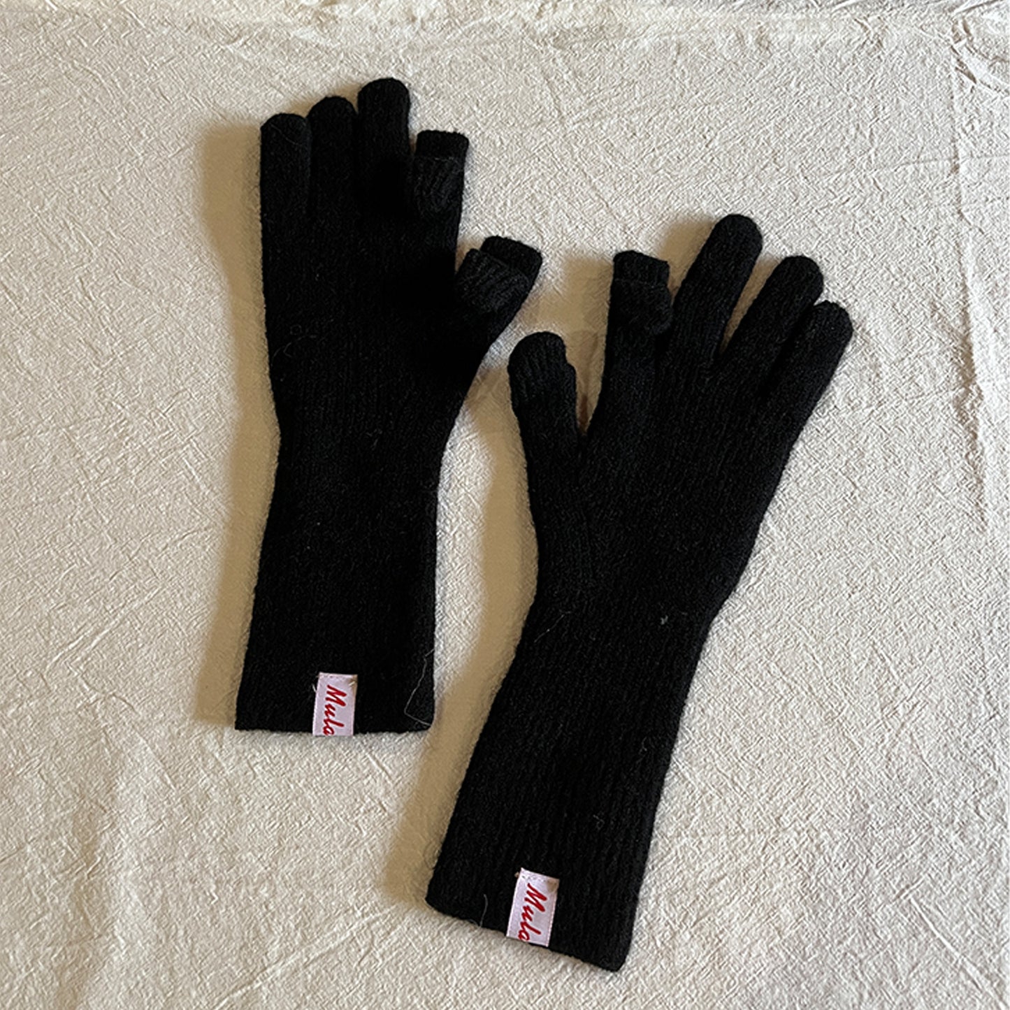 Knitted Wool Fingerless Gloves for Women