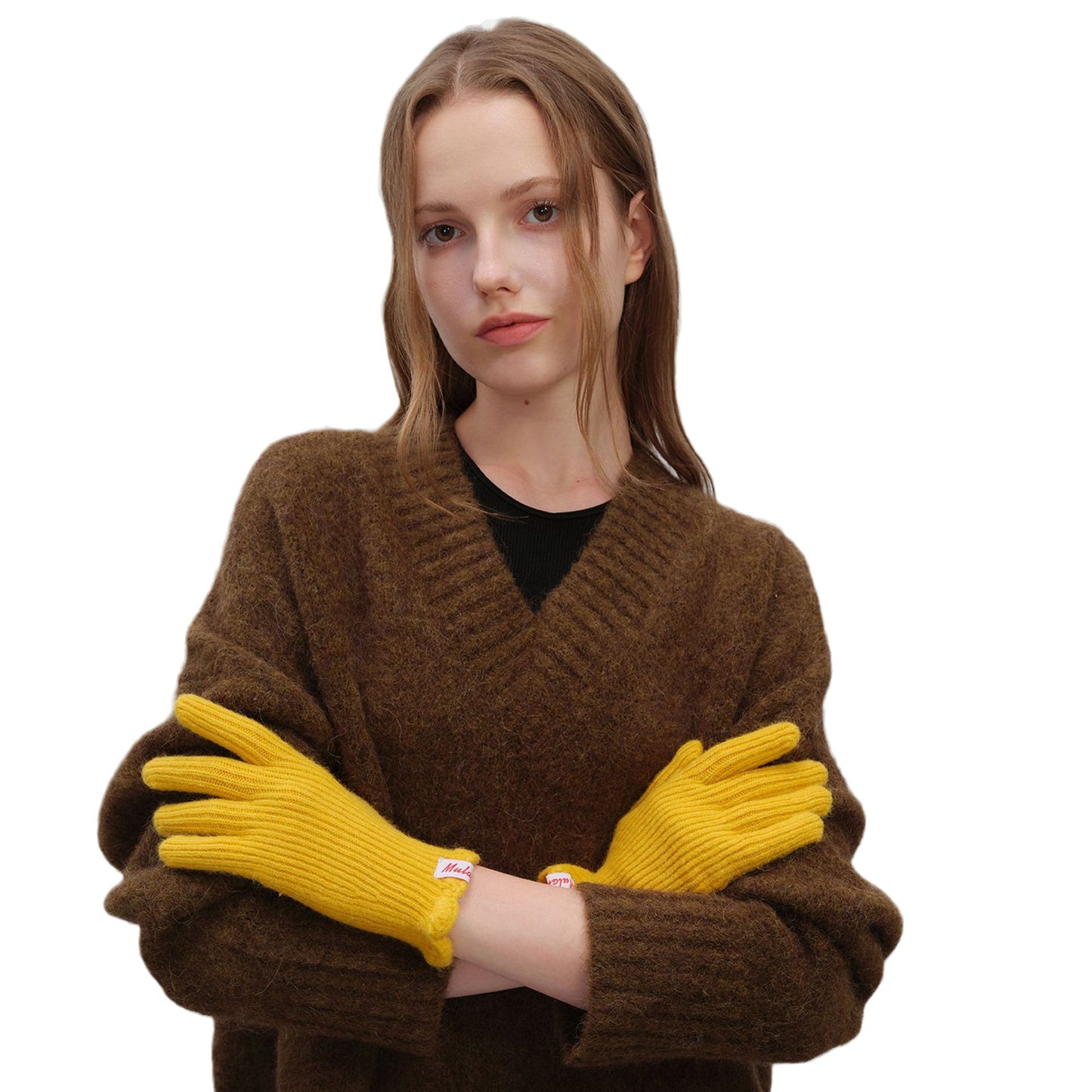Wool Fingerless Touchscreen Gloves Warm Mittens for Women