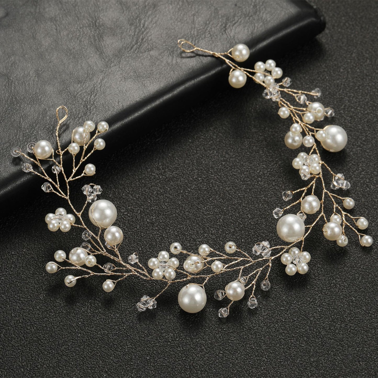 Transparent Handmade Pearl Flower Headband for Brides