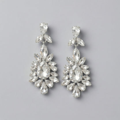 Vintage Floral Alloy Rhinestone Earrings Elegant Daily Drops