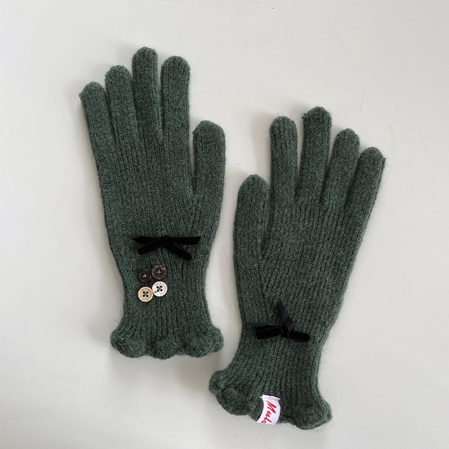 Elegant Touchscreen Knit Gloves with Bow Design
