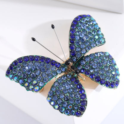 Alloy Butterfly Brooch with Rhinestones for Women's Elegant Outerwear