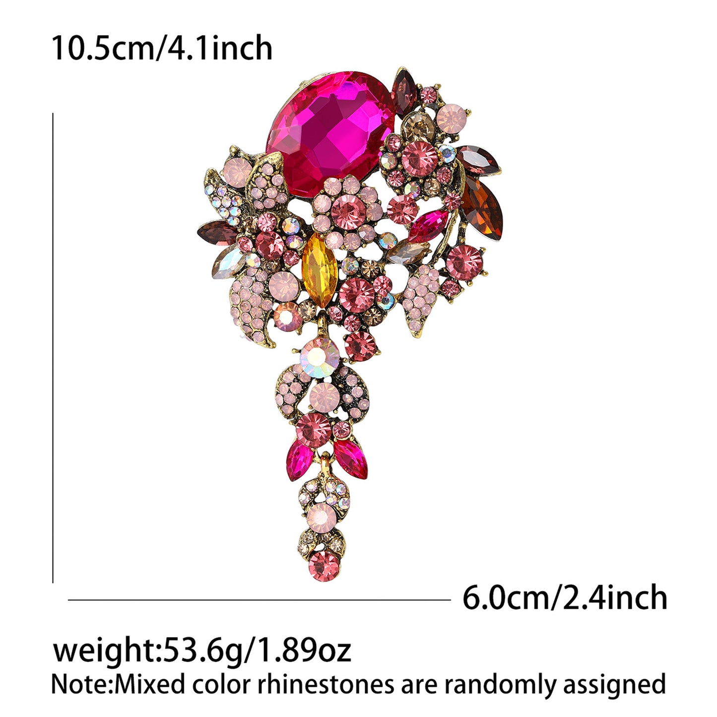 Vintage-Inspired Crystal Glass Brooch Elegant Floral Lapel Pin