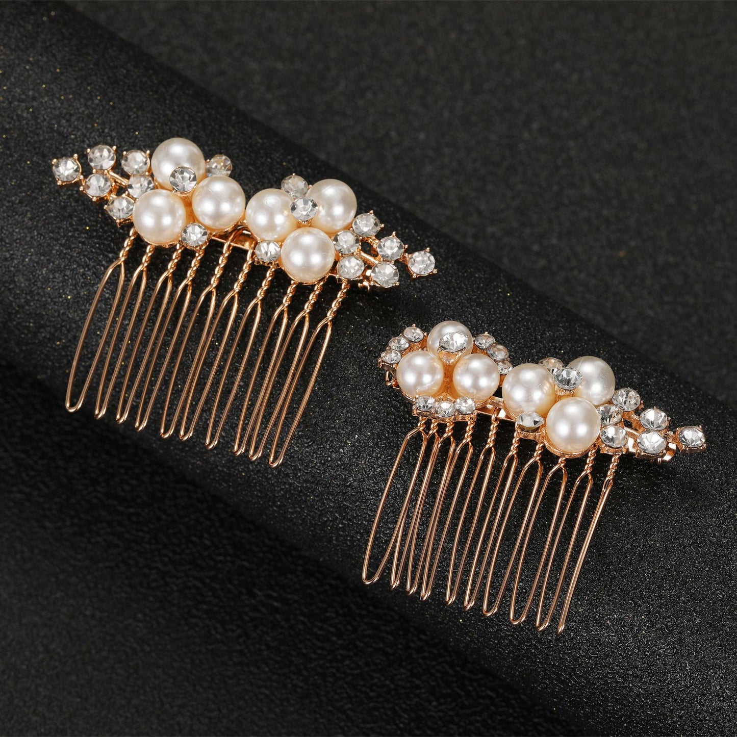 Gold and Silver Floral Hair Combs Set Wedding Hairpiece