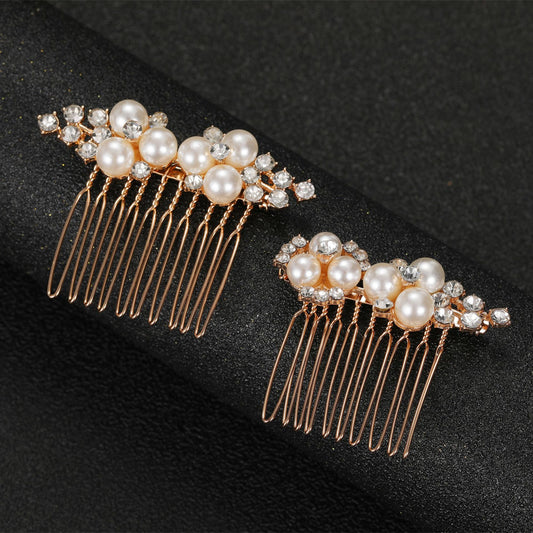Gold and Silver Floral Hair Combs Set Wedding Hairpiece
