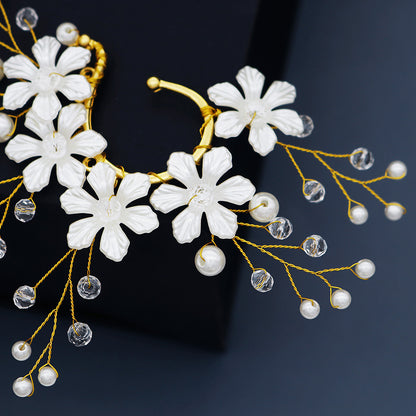 Floral Design Pearl and Crystal Earrings for Brides