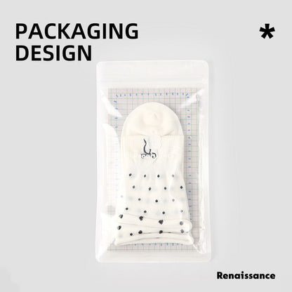Renaissance Miu Style Polka Dot Cotton Mid Calf Socks